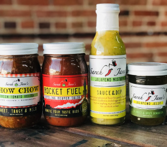 Green Tomato Salsa, Jalapeno Jelly, Black Bean Corn Salsa, Jalapeno Mustard, Relish, Chow Chow